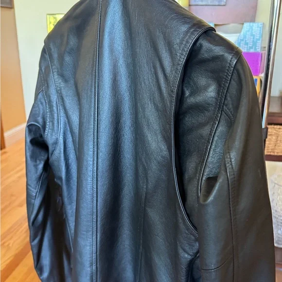 Harley Davidson Black Leather Motorcycle Riding Jacket Size M - Picture 9 of 11